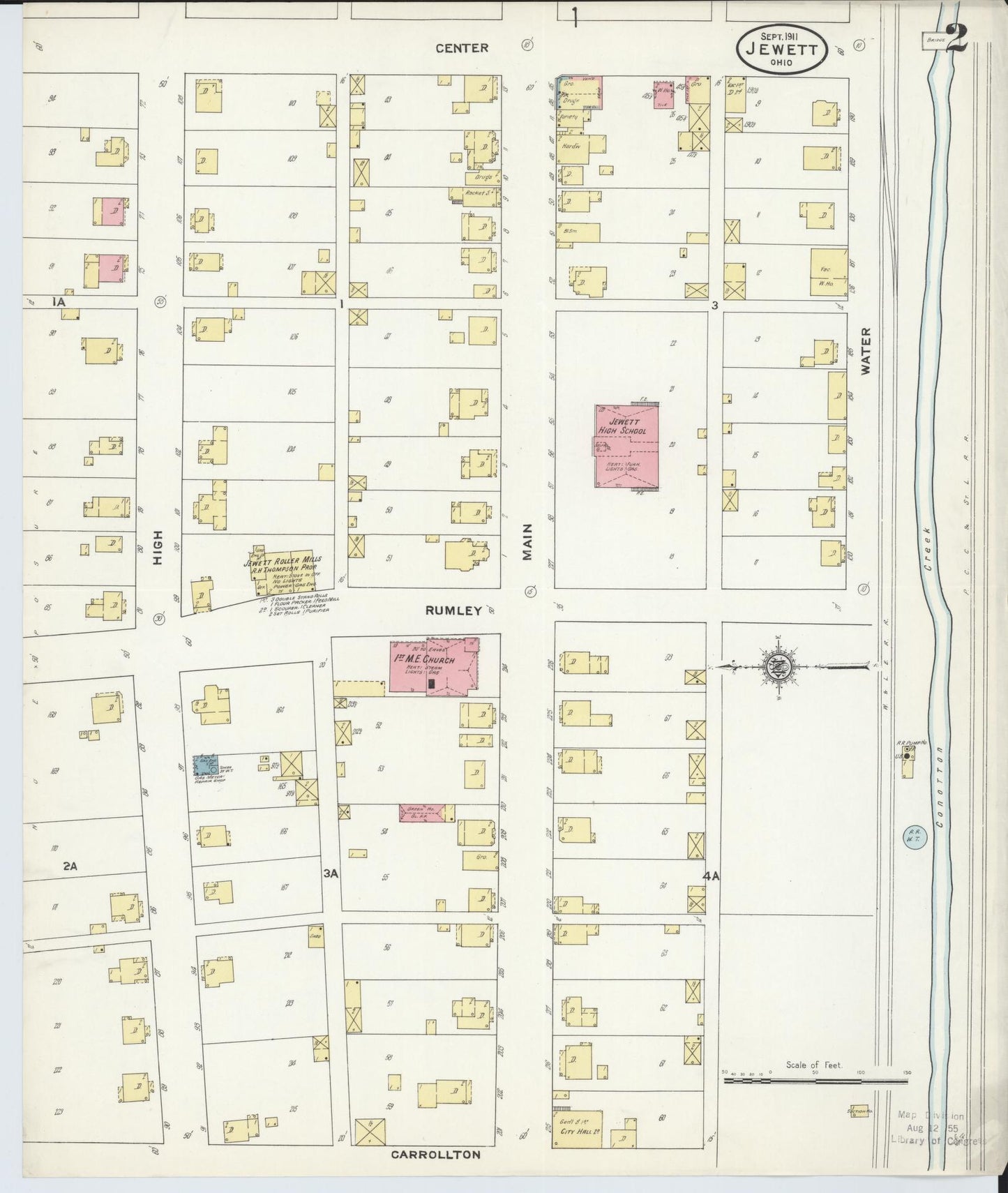 Sanborn Fire Insurance Map from Jewett, Harrison County, Ohio (1911), Sheet #0002 - Historic Sanborn Fire Insurance Map Print, vintage old map wall art, antique decor, genealogy gift, Ohio Ohio map