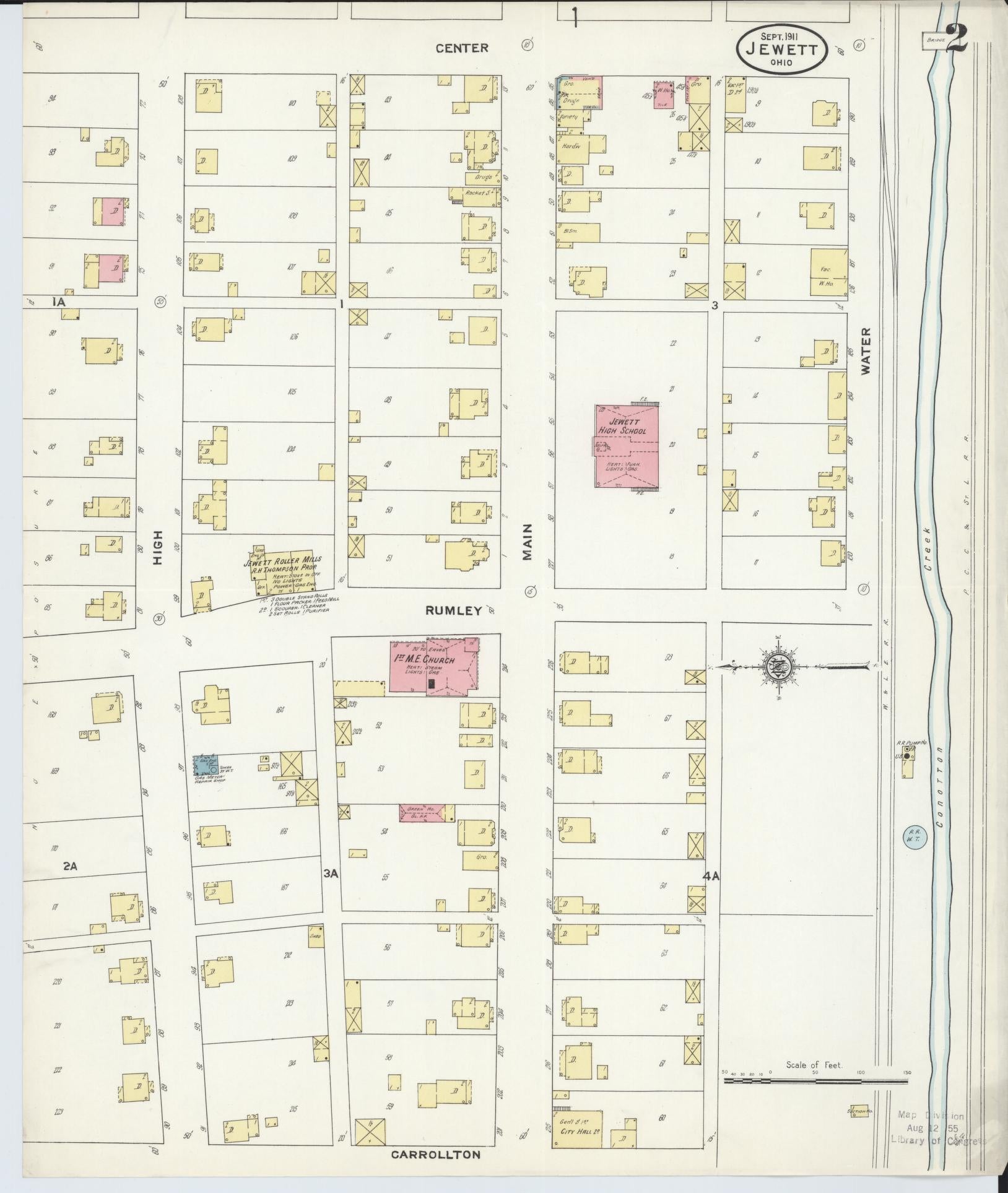 Sanborn Fire Insurance Map from Jewett, Harrison County, Ohio (1911), Sheet #0002 - Historic Sanborn Fire Insurance Map Print, vintage old map wall art, antique decor, genealogy gift, Ohio Ohio map