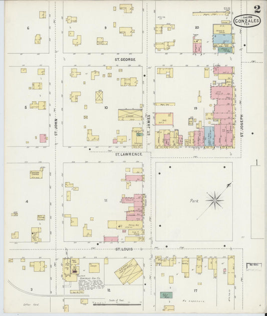 Sanborn Fire Insurance Map from Gonzales, Gonzales County, Texas (1896), Sheet #0002 - Historic Sanborn Fire Insurance Map Print, vintage old map wall art, antique decor, genealogy gift, Texas Texas map