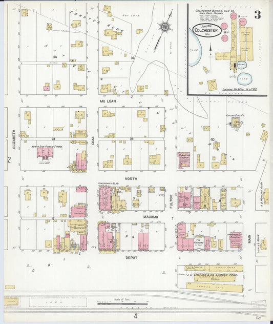 Sanborn Fire Insurance Map from Colchester, Mcdonough County, Illinois (1912), Sheet #0003 - Historic Sanborn Fire Insurance Map Print, vintage old map wall art, antique decor, genealogy gift, Illinois Illinois map