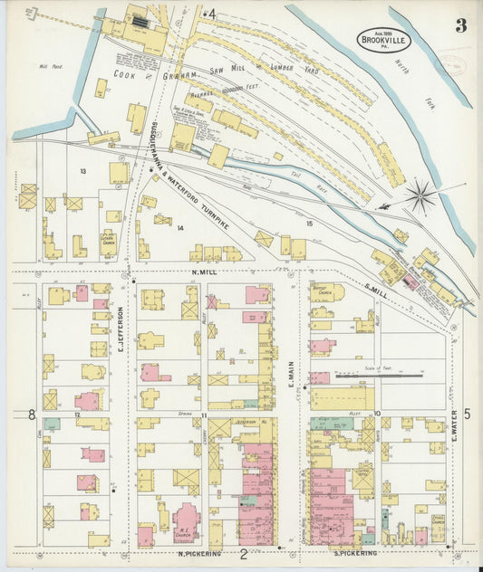 Sanborn Fire Insurance Map from Brookville, Jefferson County, Pennsylvania (1899), Sheet #0003 - Historic Sanborn Fire Insurance Map Print, vintage old map wall art, antique decor, genealogy gift, Pennsylvania Pennsylvania map