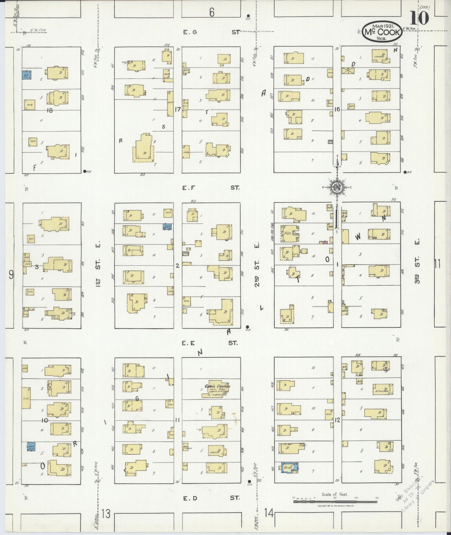 Sanborn Fire Insurance Map from Mccook, Red Willow County, Nebraska (1921), Sheet #0010 - Complete Map Set gallery image, historic Sanborn map, vintage wall art, Nebraska Nebraska