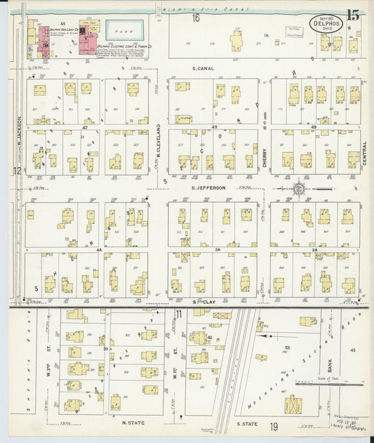 Sanborn Fire Insurance Map from Delphos, Van Wert And Allen Counties, Ohio (1911), Sheet #0015 - Historic Sanborn Fire Insurance Map Print, vintage old map wall art, antique decor, genealogy gift, Ohio Ohio map