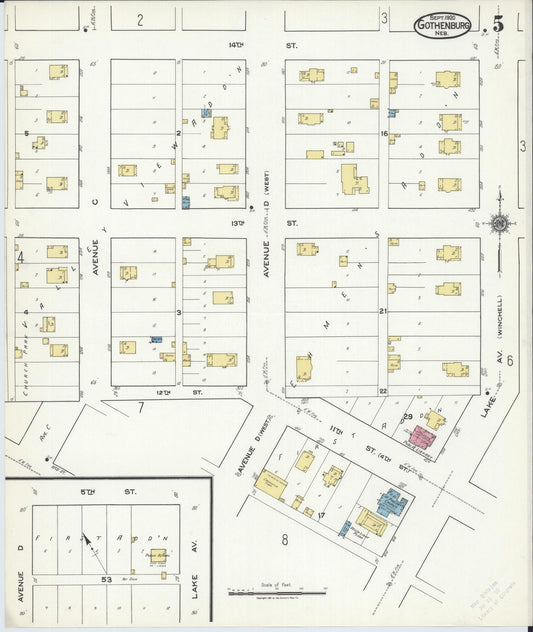 Sanborn Fire Insurance Map from Gothenburg, Dawson County, Nebraska (1920), Sheet #0005 - Historic Sanborn Fire Insurance Map Print, vintage old map wall art, antique decor, genealogy gift, Nebraska Nebraska map