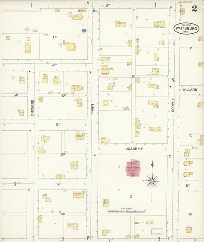 Sanborn Fire Insurance Map from Waitsburg, Walla Walla County, Washington (1896), Sheet #0002 - Complete Map Set gallery image, historic Sanborn map, vintage wall art, Washington Washington