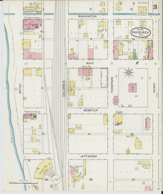 Sanborn Fire Insurance Map from Van Buren, Crawford County, Arkansas (1892), Sheet #0003 - Historic Sanborn Fire Insurance Map Print, vintage old map wall art, antique decor, genealogy gift, Arkansas Arkansas map