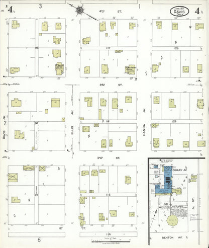 Sanborn Fire Insurance Map from Davis, Murray County, Oklahoma (1923), Sheet #0004 - Complete Map Set gallery image, historic Sanborn map, vintage wall art, Oklahoma Oklahoma