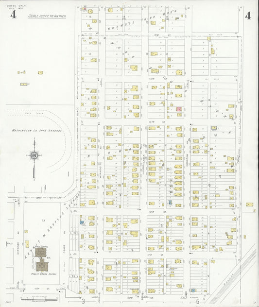 Sanborn Fire Insurance Map from Dewey, Washington County, Oklahoma (1935), Sheet #0004 - Historic Sanborn Fire Insurance Map Print, vintage old map wall art, antique decor, genealogy gift, Oklahoma Oklahoma map