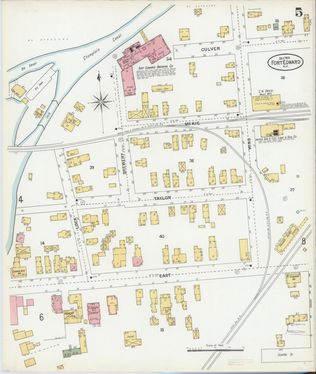 Sanborn Fire Insurance Map from Fort Edward, Washington County, New York (1900), Sheet #0005 - Complete Map Set gallery image, historic Sanborn map, vintage wall art, New York New York