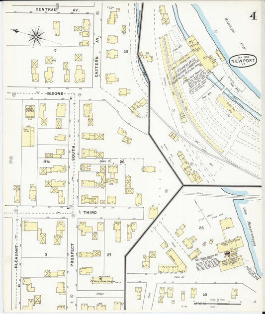 Sanborn Fire Insurance Map from Newport, Orleans County, Vermont (1895), Sheet #0004 - Historic Sanborn Fire Insurance Map Print, vintage old map wall art, antique decor, genealogy gift, Vermont Vermont map