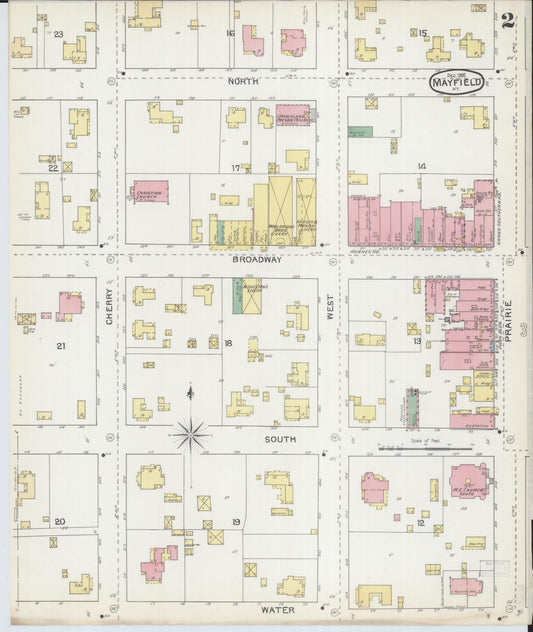 Sanborn Fire Insurance Map from Mayfield, Graves County, Kentucky (1892), Sheet #0002 - Historic Sanborn Fire Insurance Map Print, vintage old map wall art, antique decor, genealogy gift, Kentucky Kentucky map