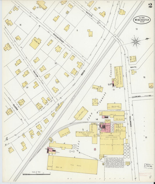 Sanborn Fire Insurance Map from Winchester, Middlesex County, Massachusetts (1899), Sheet #0002 - Historic Sanborn Fire Insurance Map Print, vintage old map wall art, antique decor, genealogy gift, Massachusetts Massachusetts map