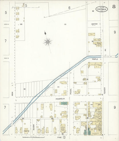 Sanborn Fire Insurance Map from Centralia, Lewis County, Washington (1901), Sheet #0008 - Complete Map Set gallery image, historic Sanborn map, vintage wall art, Washington Washington