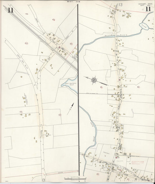 Sanborn Fire Insurance Map from Cohasset, Norfolk County, Massachusetts (1940), Sheet #0011 - Historic Sanborn Fire Insurance Map Print, vintage old map wall art, antique decor, genealogy gift, Massachusetts Massachusetts map