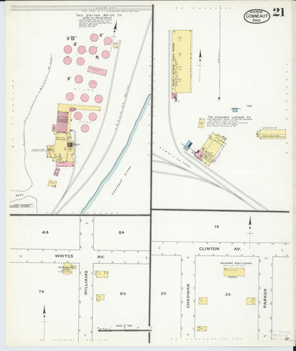 Sanborn Fire Insurance Map from Conneaut, Ashtabula County, Ohio (1909), Sheet #0021 - Complete Map Set gallery image, historic Sanborn map, vintage wall art, Ohio Ohio