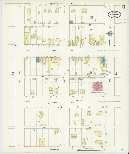 Sanborn Fire Insurance Map from Woodward, Woodward County, Oklahoma (1911), Sheet #0003 - Historic Sanborn Fire Insurance Map Print, vintage old map wall art, antique decor, genealogy gift, Oklahoma Oklahoma map