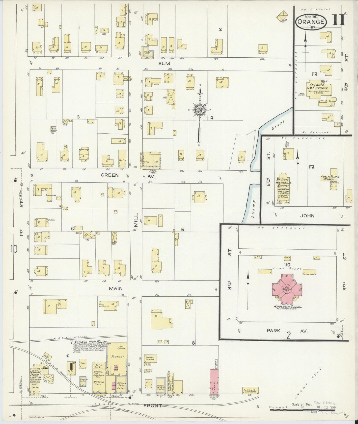 Sanborn Fire Insurance Map from Orange, Orange County, Texas (1914), Sheet #0011 - Complete Map Set gallery image, historic Sanborn map, vintage wall art, Texas Texas