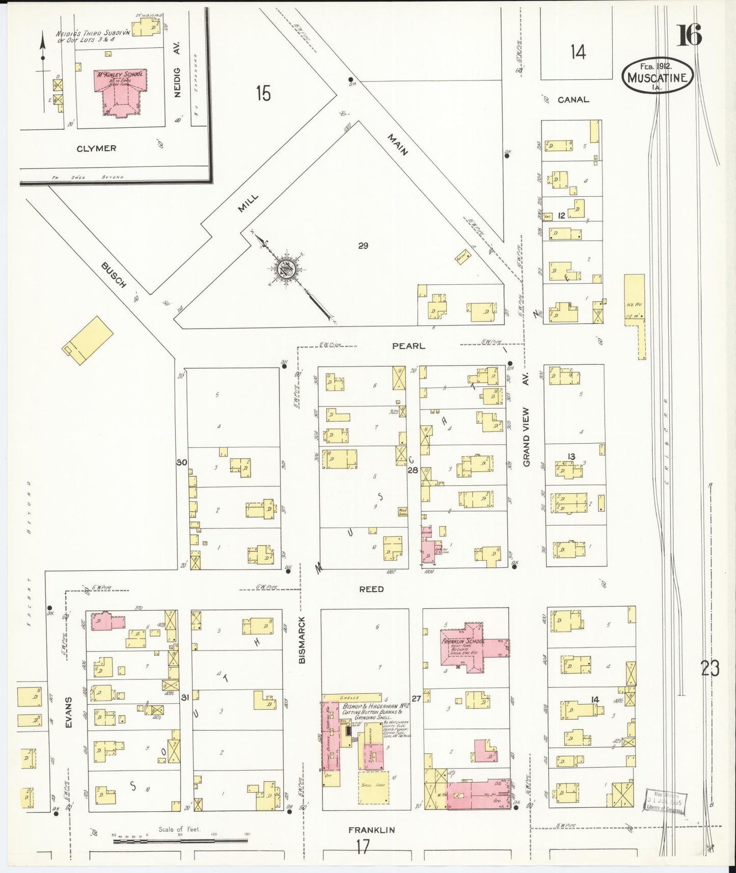 Sanborn Fire Insurance Map from Muscatine, Muscatine County, Iowa (1912), Sheet #0016 - Historic Sanborn Fire Insurance Map Print