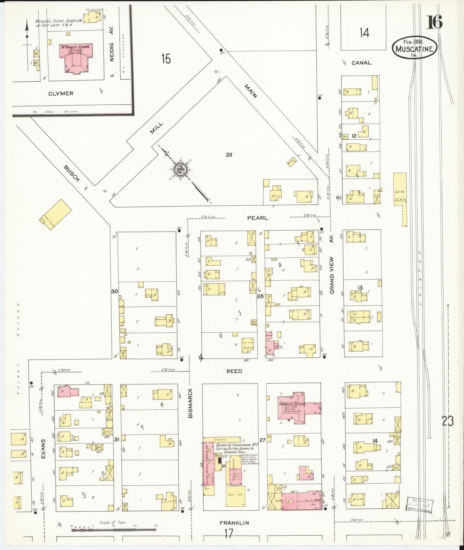 Sanborn Fire Insurance Map from Muscatine, Muscatine County, Iowa (1912), Sheet #0016 - Historic Sanborn Fire Insurance Map Print