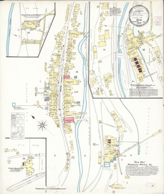 Sanborn Fire Insurance Map from Gem, Shoshone County, Idaho (1901), Sheet #0001 - Historic Sanborn Fire Insurance Map Print, vintage old map wall art, antique decor, genealogy gift, Idaho Idaho map
