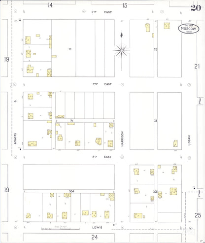Sanborn Fire Insurance Map from Moscow, Latah County, Idaho (1904), Sheet #0020 - Complete Map Set gallery image, historic Sanborn map, vintage wall art, Idaho Idaho