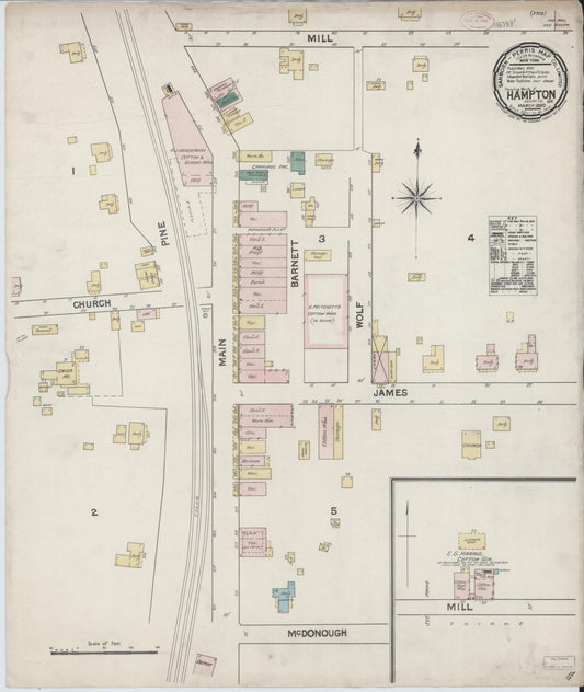 Sanborn Fire Insurance Map from Hampton, Henry County, Georgia. (1890) – Historic Sanborn Fire Insurance Map Print