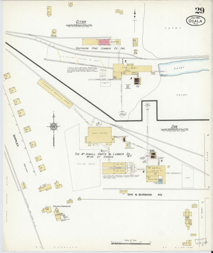 Sanborn Fire Insurance Map from Ocala, Marion County, Florida (1912), Sheet #0029 - Complete Map Set gallery image, historic Sanborn map, vintage wall art, Florida Florida