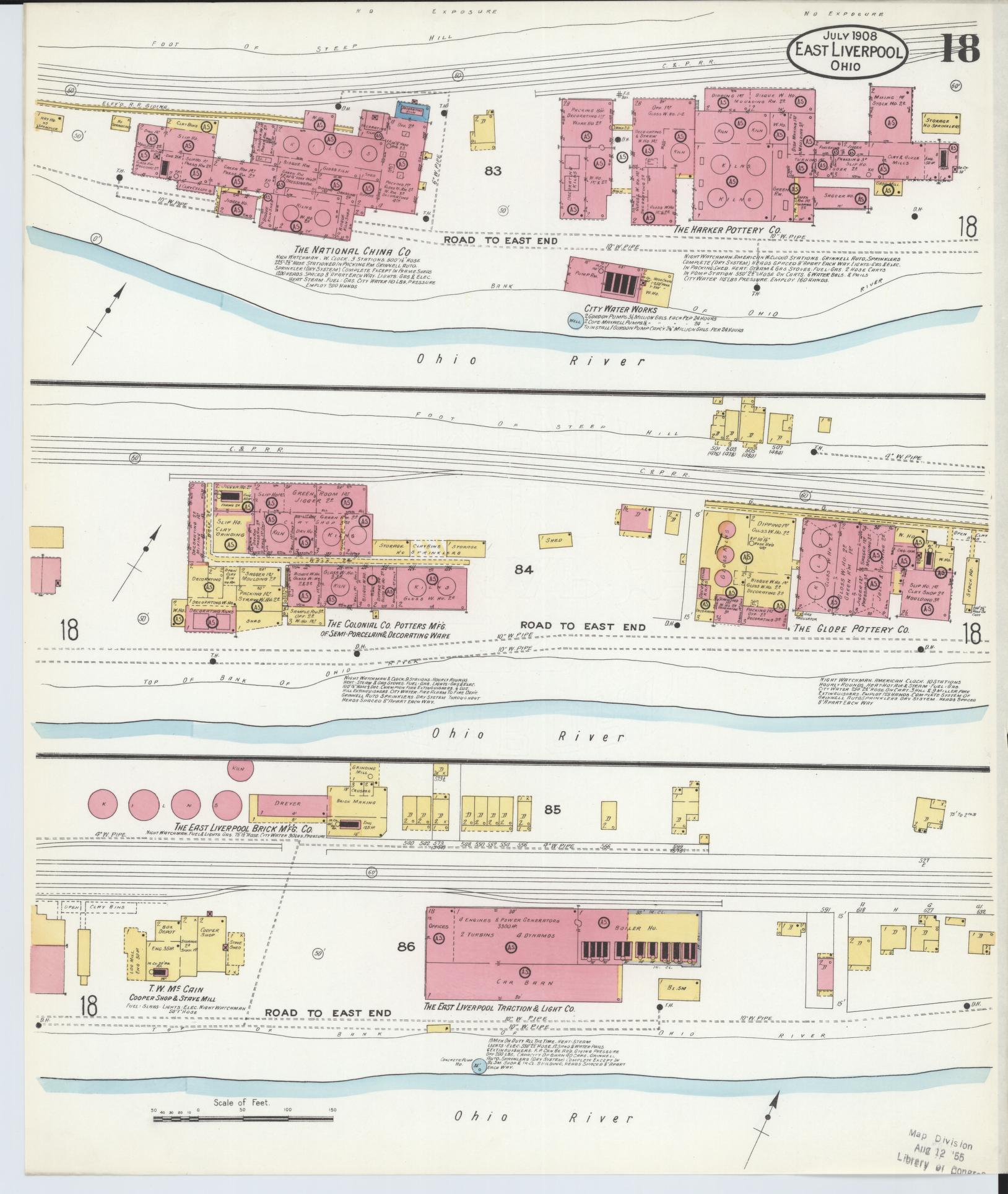 Sanborn Fire Insurance Map from East Liverpool, Columbiana County, Ohio (1908), Sheet #0018 - Complete Map Set gallery image, historic Sanborn map, vintage wall art, Ohio Ohio