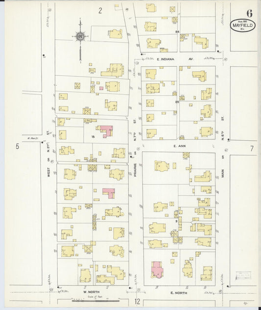 Sanborn Fire Insurance Map from Mayfield, Graves County, Kentucky (1910), Sheet #0006 - Historic Sanborn Fire Insurance Map Print, vintage old map wall art, antique decor, genealogy gift, Kentucky Kentucky map