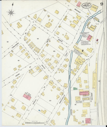Sanborn Fire Insurance Map from Somerset, Pulaski County, Kentucky (1908), Sheet #0009 - Complete Map Set gallery image, historic Sanborn map, vintage wall art, Kentucky Kentucky