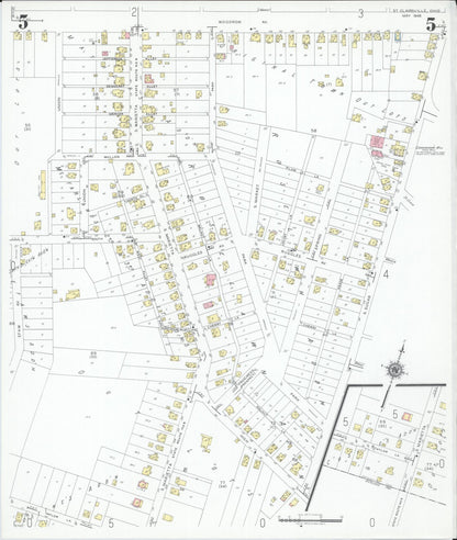 Sanborn Fire Insurance Map from Saint Clairsville, Belmont County, Ohio (1946), Sheet #0005 - Historic Sanborn Fire Insurance Map Print, vintage old map wall art, antique decor, genealogy gift, Ohio Ohio map