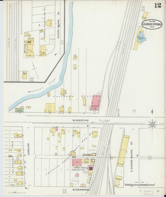 Sanborn Fire Insurance Map from Colorado Springs, El Paso County, Colorado (1895), Sheet #0012 - Historic Sanborn Fire Insurance Map Print, vintage old map wall art, antique decor, genealogy gift, Colorado Colorado map