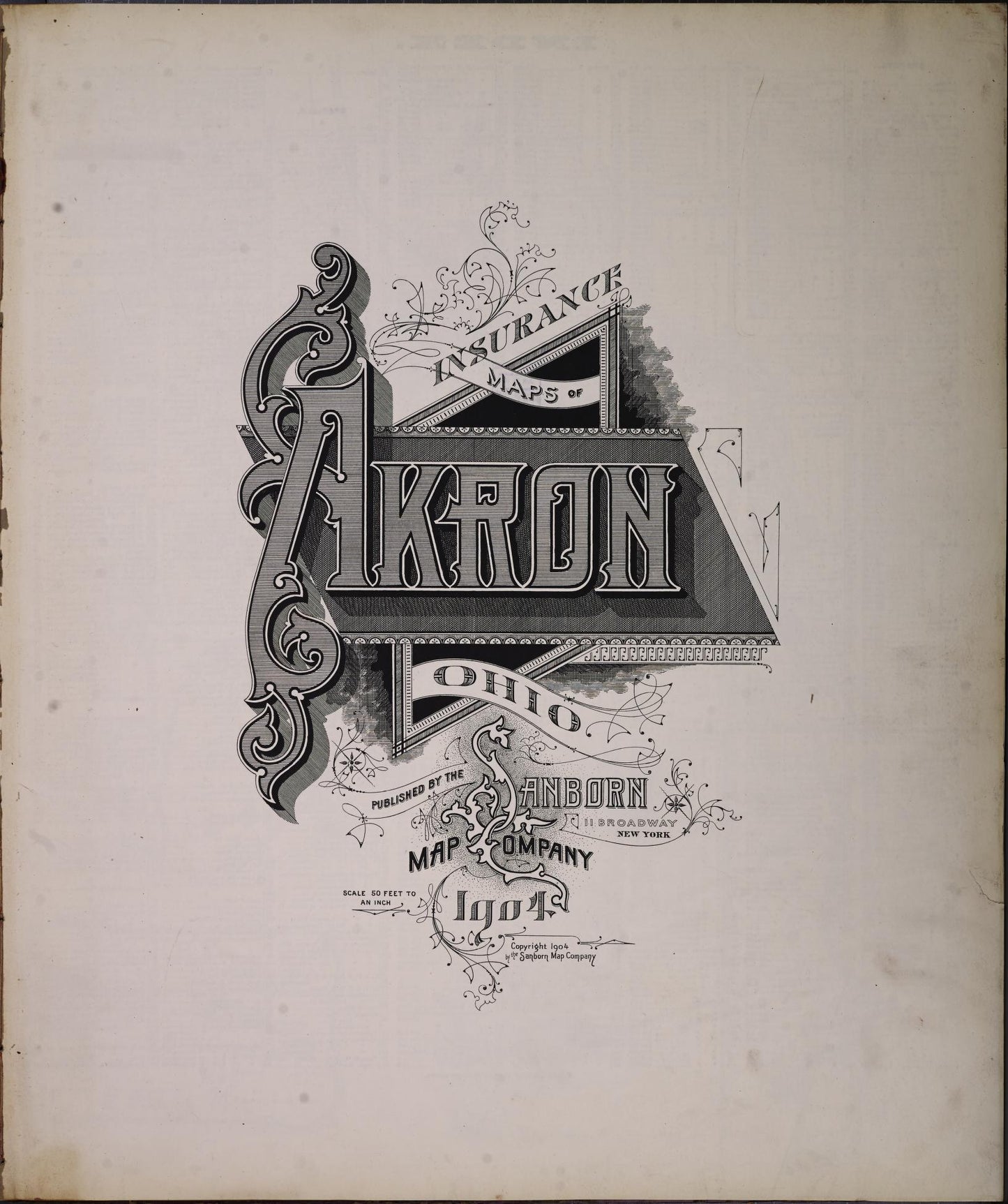 Sanborn Fire Insurance Map from Akron, Summit County, Ohio (1904), Sheet #0001 - Historic Sanborn Fire Insurance Map Print, vintage old map wall art, antique decor, genealogy gift, Ohio Ohio map