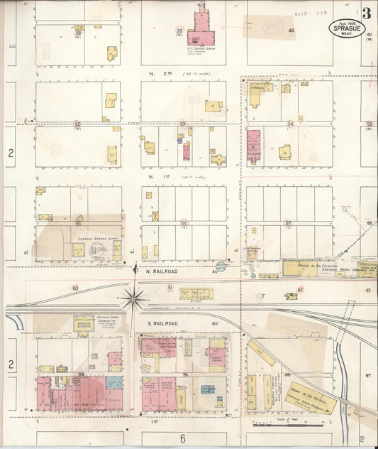 Sanborn Fire Insurance Map from Sprague, Lincoln County, Washington (1943), Sheet #0003 - Historic Sanborn Fire Insurance Map Print, vintage old map wall art, antique decor, genealogy gift, Washington Washington map