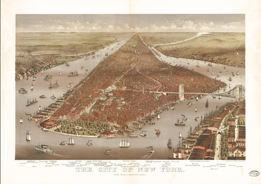 The city of New York. (1884) – Historic Bird’s-Eye View Panorama Print