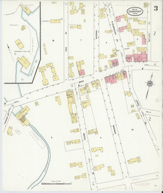 Sanborn Fire Insurance Map from Searsport, Waldo County, Maine (1911), Sheet #0003 - Historic Sanborn Fire Insurance Map Print, vintage old map wall art, antique decor, genealogy gift, Maine Maine map
