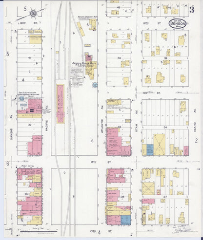 Sanborn Fire Insurance Map from Benson, Swift County, Minnesota (1916), Sheet #0003 - Historic Sanborn Fire Insurance Map Print, vintage old map wall art, antique decor, genealogy gift, Minnesota Minnesota map