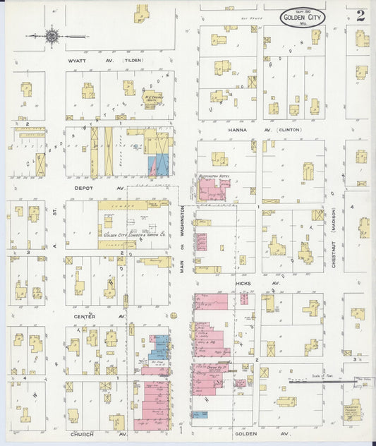 Sanborn Fire Insurance Map from Golden City, Barton County, Missouri (1910), Sheet #0002 - Historic Sanborn Fire Insurance Map Print, vintage old map wall art, antique decor, genealogy gift, Missouri Missouri map