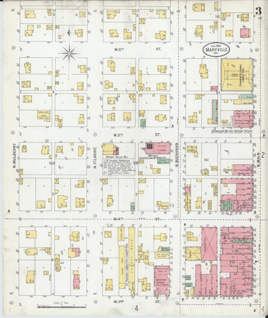 Sanborn Fire Insurance Map from Maryville, Nodaway County, Missouri (1900), Sheet #0003 - Historic Sanborn Fire Insurance Map Print, vintage old map wall art, antique decor, genealogy gift, Missouri Missouri map