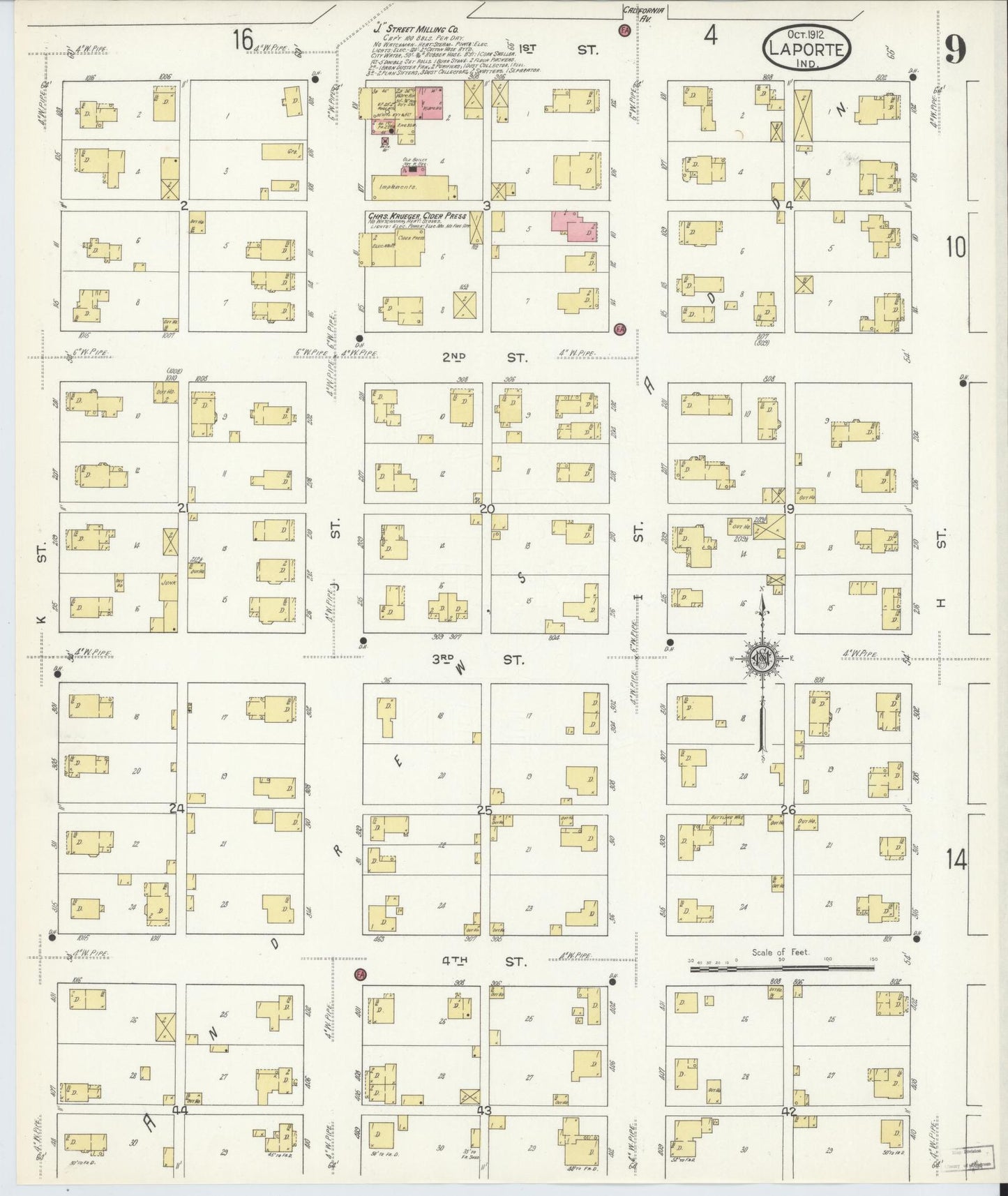 Sanborn Fire Insurance Map from La Porte, La Porte County, Indiana (1912), Sheet #0009 - Complete Map Set gallery image, historic Sanborn map, vintage wall art, Indiana Indiana