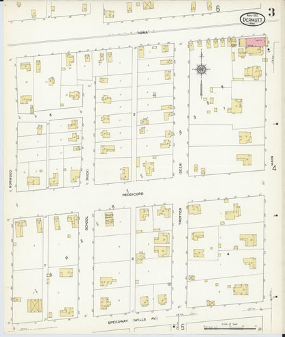 Sanborn Fire Insurance Map from Dermott, Chicot County, Arkansas (1912), Sheet #0003 - Complete Map Set gallery image, historic Sanborn map, vintage wall art, Arkansas Arkansas