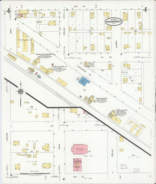 Sanborn Fire Insurance Map from Bridgewater, McCook County, South Dakota (1928), Sheet #0004 - Historic Sanborn Fire Insurance Map Print, vintage old map wall art, antique decor, genealogy gift, South Dakota South Dakota map