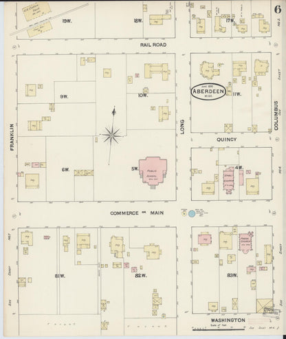 Sanborn Fire Insurance Map from Aberdeen, Monroe County, Mississippi (1890), Sheet #0006 - Complete Map Set gallery image, historic Sanborn map, vintage wall art, Mississippi Mississippi