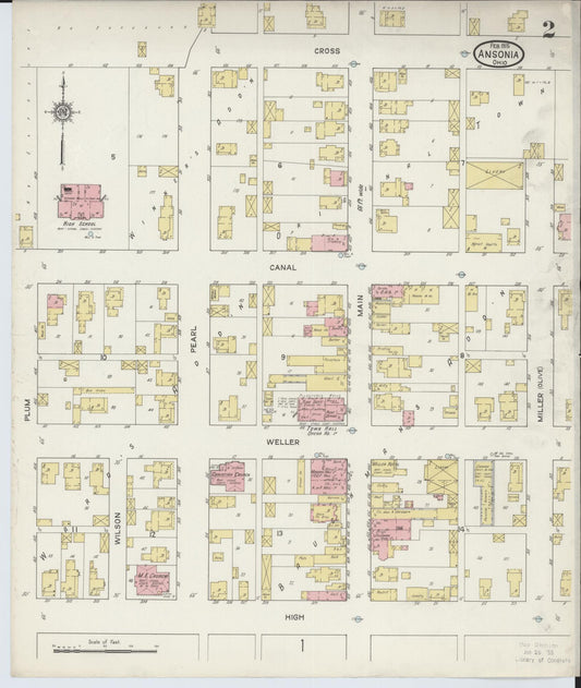 Sanborn Fire Insurance Map from Ansonia, Darke County, Ohio (1915), Sheet #0002 - Historic Sanborn Fire Insurance Map Print, vintage old map wall art, antique decor, genealogy gift, Ohio Ohio map
