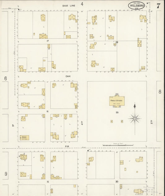 Sanborn Fire Insurance Map from Hillsboro, Washington County, Oregon (1902), Sheet #0007 - Historic Sanborn Fire Insurance Map Print, vintage old map wall art, antique decor, genealogy gift, Oregon Oregon map