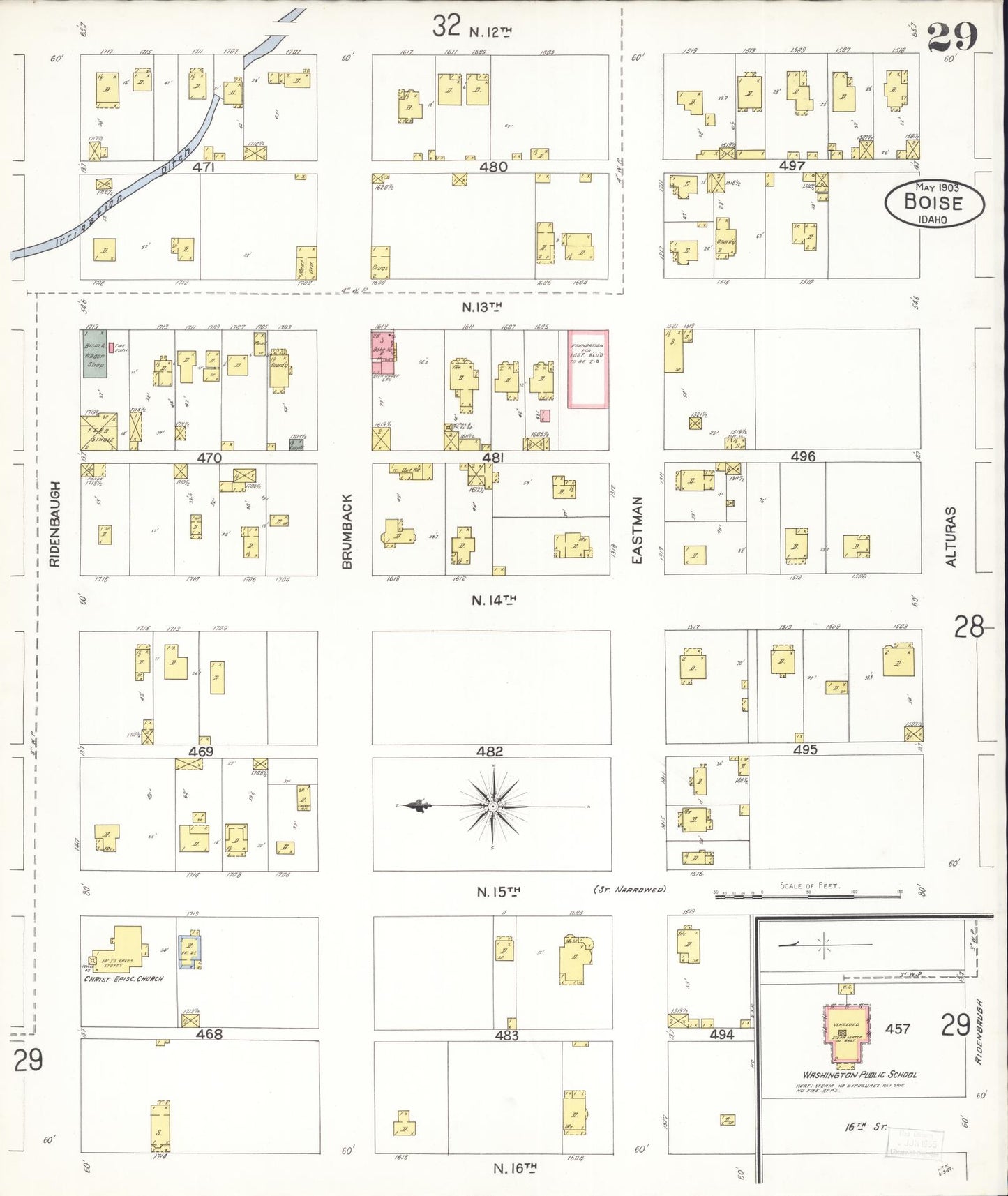 Sanborn Fire Insurance Map from Boise, Ada County, Idaho (1903), Sheet #0029 - Complete Map Set gallery image, historic Sanborn map, vintage wall art, Idaho Idaho