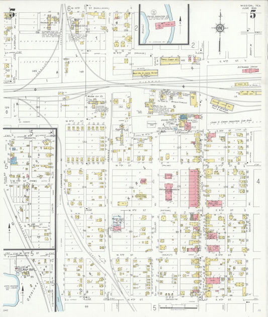 Sanborn Fire Insurance Map from Mission, Hidalgo County, Texas (1933), Sheet #0005 - Historic Sanborn Fire Insurance Map Print, vintage old map wall art, antique decor, genealogy gift, Texas Texas map