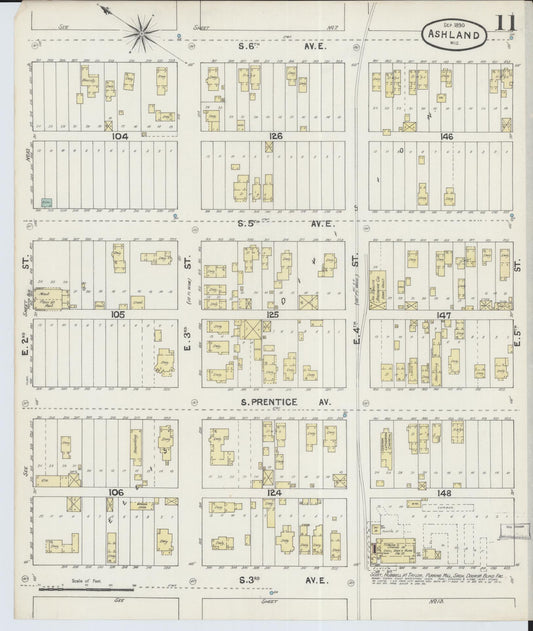 Sanborn Fire Insurance Map from Ashland, Ashland County, Wisconsin (1890), Sheet #0011 - Historic Sanborn Fire Insurance Map Print, vintage old map wall art, antique decor, genealogy gift, Wisconsin Wisconsin map