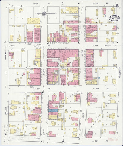 Sanborn Fire Insurance Map from Canton, Lewis County, Missouri (1917), Sheet #0006 - Complete Map Set gallery image, historic Sanborn map, vintage wall art, Missouri Missouri