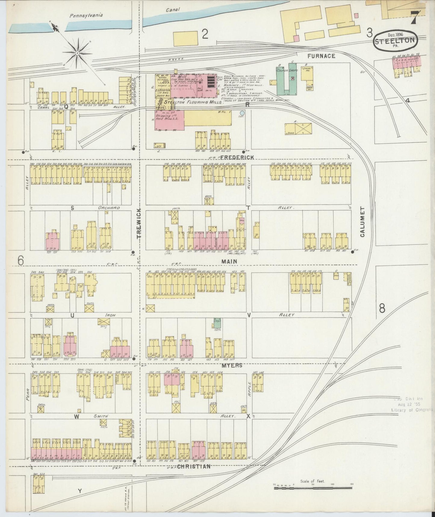 Sanborn Fire Insurance Map from Steelton, Dauphin County, Pennsylvania (1896), Sheet #0007 - Complete Map Set gallery image, historic Sanborn map, vintage wall art, Pennsylvania Pennsylvania